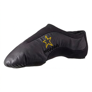 Chaussures de ballet souples pour femmes MBAANI, en cuir marron, semelle fendue, chaussures plates de danse jazz, chaussures d'entraînement - Product Image 3