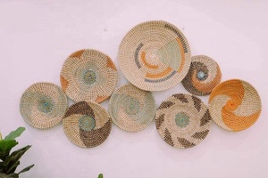 Handmade Modern Home Decor Wicker <b>Rattan</b> <b>Wall</b> <b>Art</b> Natural Woven Seagrass Hanging Basket for <b>Wall</b>-Mounted Plates - Product Image 2