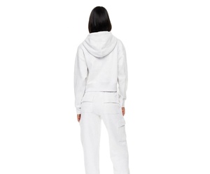 <b>Women's</b> <b>White</b> Zipper <b>Hoodie</b> With Pockets Full Sleeve Fleece Sweatshirt Casual Winter Wear - Product Image 4
