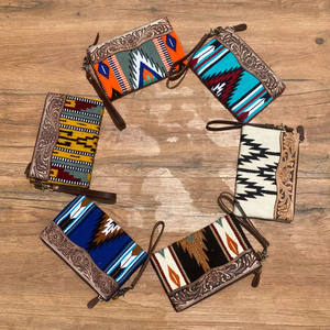 New Stylish Western Aztec Tooled Leather Wristlet <b>Clutch</b> <b>Vintage</b> Brown Tooling Purses Unique Aztec Quilted Leather Wristlet <b>Bag</b> - Product Image 3