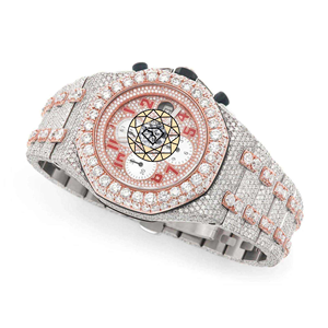 Reloj Cronógrafo Estilo Hip Hop Americano con Incrustaciones de Diamantes, Reloj de Lujo con Bisel de Diamantes Moissanite, Reloj de Pulsera de Acero Inoxidable Premium - Product Image 3