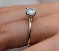 Bague solitaire élégante en or massif avec zircon cubique taille ovale, design minimaliste, bijou de fiançailles pour femme, promesse