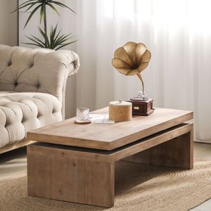 Tavolino da Salotto in Legno Naturale 47,6 L x 23,6 L x 16,3 H, Versatile Tavolino da Caffè a 2 Ripiani - Product Image 3
