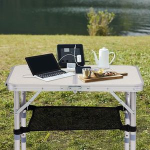 Outdoor Folding 2ft Aluminum <b>Table</b> Portable Picnic <b>Table</b> with 3 Adjustable Heights Lightweight and <b>Foldable</b> for Patio Side Use - Product Image 4
