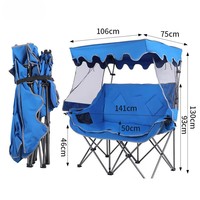 Chaise pliante double pour l'extérieur, le camping, les loisirs, la pêche, la plage, la randonnée, le pique-nique, avec pare-soleil et protection contre la pluie intégrés, légère
