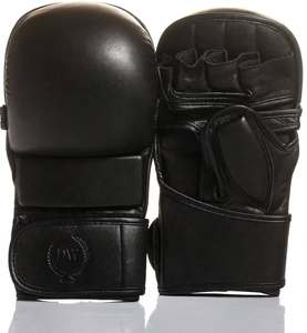 Guantes de MMA de Cuero Blanco con Palma Abierta, Dedos Plegables y Cierre de Velcro para Entrenamiento de Boxeo y Karate - Fabricante Directo - Product Image 3