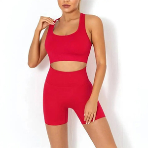 Ensemble soutien-gorge de sport sans coutures à maintien élevé pour femme, grandes tailles, pour entraînement et yoga, avec logo frontal, respirant, coussinets amovibles, Spandex/Nylon - Product Image 3