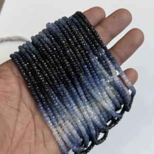 Perles facettées en saphir bleu naturel, perles de saphir ombré, brin de pierres précieuses pour la création de bijoux, prix de gros, 16 pouces - Product Image 4