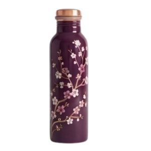 Wholesale 100% Pure Copper <b>Water</b> <b>Bottle</b> - Purple Floral Enamel Printed Leak-Proof Ayurvedic Health Drinkware for Yoga, Gym - Product Image 1