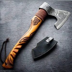 LEGACY BLADES Handmade Tomahawk <b>Axe</b> With Engraved Steel Head And <b>Wood</b> Handle For Outdoor Survival Use - Product Image 4