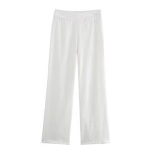 Pantalones de chifón de cintura alta personalizados para mujer, transpirables, rectos, de verano, con bolsillos, cierre de cremallera, para uso casual, teñido liso, 100% - Product Image 5
