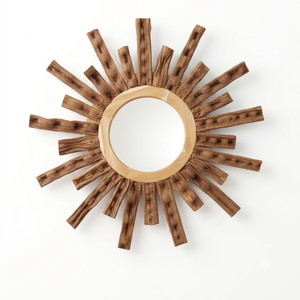 100% Reclaime Driftwood Sunburst Wall <b>Mirror</b> Round Wooden Decorative Coastal Boho <b>Hanging</b> <b>Mirrors</b> For Living Room Hotel Home - Product Image 6