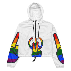 Custom Women Cropped Pullover Windbreaker <b>Jacket</b> Lightweight Quarter Zip <b>White</b> Nylon Rainbow Running Outdoor Women's <b>Jackets</b> - Product Image 4