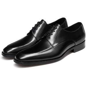 Top Layer Cowhide Men's Business Oxford Leather Lace-up Plaid Pointed Toe Groom Wedding Shoes Non-slip High-end Autumn Winter - Product Image 3