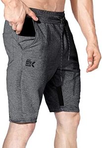 Shorts de bain décontractés pour hommes 100 % coton, couleur unie, avec poches, séchage rapide, taille à cordon de serrage, longueur mi-cuisse, garniture orange turquoise - Product Image 5