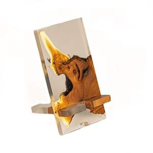 Support de téléphone de bureau en résine d'olivier de luxe, cadeau de bureau universel en résine époxy, support de téléphone en bois d'olivier, Craftera Exports - Product Image 3