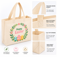 Sacs fourre-tout réutilisables en tissu non tissé imprimés avec des motifs de lapin, d'œufs de Pâques et de couronnes de printemps, pour l'emballage de cadeaux, vente en gros