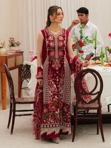 Robe longue indienne rouge brodée pour femme, style Kurta, avec motif floral, idéale pour les mariages et les fêtes traditionnelles, coupe ample en rayonne - Product Image 2
