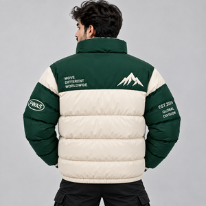 Chaquetas Acolchadas Personalizadas para Hombre, Chaqueta de Invierno Gruesa, Resistente al Viento, con Cierre, Ropa Exterior Informal con Estampado de Letras y Diseño de Parches, Estilo Americano - Product Image 2