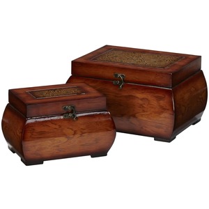 Coffret à bijoux en bois rectangulaire, design classique sculpté, avec couvercle, 1 niveau de rangement pour bijoux - Product Image 3