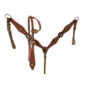 Finest Quality100 % Cuero genuino Western One Ear Headstall & Breast Collar Set con punto de látigo Fabricación de proveedores al por mayor - Product Image 3