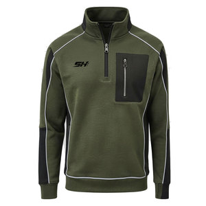Sudadera con Cierre de Cremallera en el Cuello para Hombre, Color Verde Oliva Oscuro, Diseño Ergonómico Moderno, Precio al por Mayor - Product Image 1