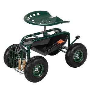 Carrello portaoggetti da giardino in ferro con sedile e manico corto 75*45*47cm - Product Image 3