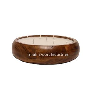 Cuenco de vela de madera de Color marrón para el hogar, decoración navideña y de mesa, cuencos de vela de forma redonda hechos a mano - Product Image 4