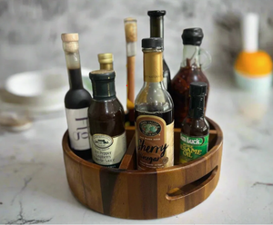 Bandeja Giratoria Redonda de Madera de Acacia, Organizador Giratorio de Almacenamiento, Bandeja Dividida en Múltiples Secciones, Lazy Susan de Acacia - Product Image 1
