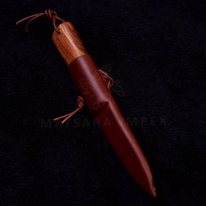 Couteaux médiévaux de Birka, couteau viking forgé à la main, lame en acier au carbone et manche en bois avec fourreau en cuir et laiton. - Product Image 3