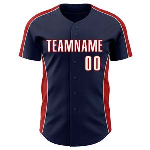 Camiseta de Béisbol Personalizada en Rojo Marino con Nombre del Equipo y Número, Impresión Sublimada, Manga Corta, Cierre de Botones, Prenda para Adultos - Product Image 2