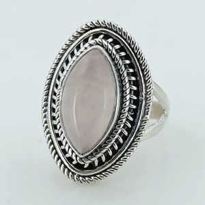 Rose <b>Quartz</b> Marquise 925 Sterling Silver Jewelry gift for her <b>Ring</b> bezel setting Handmade Rose <b>Quartz</b> Jewelry - Product Image 3