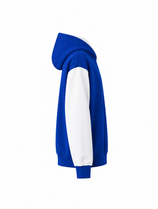 Sweat-shirt à capuche unisexe bleu et blanc, blocs de couleur, manches raglan, coupe ample, tricoté, décontracté, pour l'automne - Product Image 3