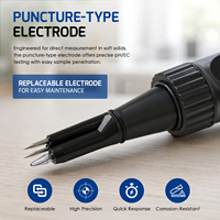 Alat Ukur pH Makanan Digital 4-in-1 dengan Probe Runcing, Penguji Daging, Adonan, Keju, Presisi Tinggi, Pengukur pH, EC, TDS, Suhu, Pena Penguji Kualitas Air