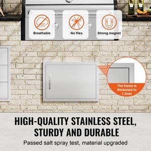 Maniglia verticale singola per porta da cucina esterna in acciaio inossidabile da 24W x 17H pollici, per accesso BBQ, ricambi e accessori per mobili - Product Image 3
