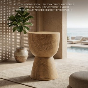 Custom Wooden <b>Stool</b> Factory Direct Wholesale Natural Teak <b>Stool</b> Indonesian Furniture OEM ODM Manufacturer Export Supplier <b>Wood</b> - Product Image 1