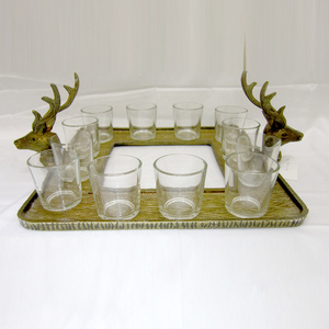 Event Decoration Metal Tray With 12 Tea Light Holders Glass <b>Candle</b> Jar for Tabletop Decorations Handmade in <b>Bulk</b> - Product Image 1