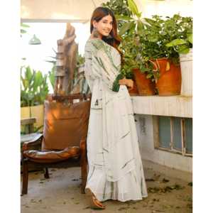 Ensemble jupe en mousseline de soie verte Vriska avec veste taille XS - Product Image 4