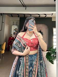 Ensemble Choli en Soie Vaishali Brodé Prêt-à-Porter pour Fêtes, Mariages, Diwali – Design Réversible, Séchage Rapide, Extensible, Protection Solaire - Product Image 6