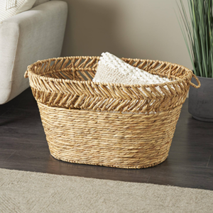 Convenient Water Hyacinth <b>Storage</b> <b>Basket</b>, Hand Woven <b>Storage</b> Hamper With Handle Premium Handcrafted Home Decor From Vietnam - Product Image 6