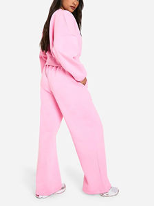Nouvel Arrivage 2026 Ensemble Survêtement Rose 2 Pièces Uni pour Femme en Polaire Coupe Ample Manches Longues 100% Coton Hiver - Product Image 2