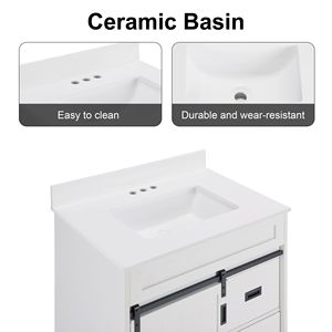 Mobile bagno da 30 pollici con lavabo singolo e ante scorrevoli stile rustico, mobiletto sottolavabo - Video prodotto - Product Image 4