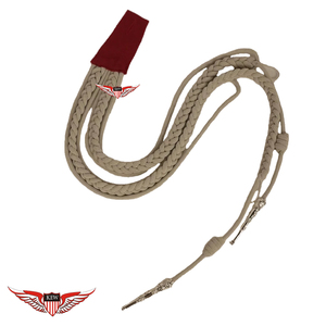 Cordon tressé en nylon beige avec embout métallique pour vêtements classiques - Product Image 1