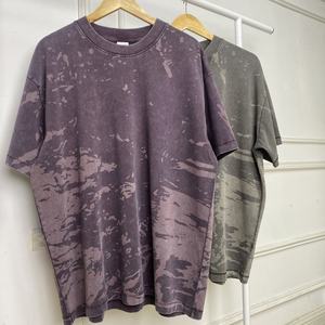 Custom logo Burn-out Print Acid Wash 100% <b>Polyester</b> Soft Regular Fit Vintage Streetwear Blank Skipped Stitch Loose <b>Tshirt</b> Men - Product Image 2