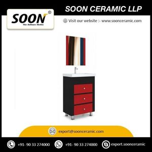 ตู้ห้องน้ำ SOON Modern Antiqa พร้อมกระจก อ่างเซรามิก ทาสีขาว PVC แบบตั้งพื้น ขนาด 58 x 44 x 76 ซม. - Product Image 5