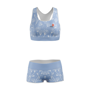 Conjunto de 2 Piezas para Yoga de Cintura Media, Top Corto con Cuello Redondo y Pantalones Cortos con Cinturón, Elástico en 4 Direcciones, Transpirable, de Secado Rápido, para Gimnasio - Product Image 5