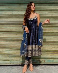 Women's Modern Embroidered Anarkali Suit Set Designer Ethnic Party Wear Festival Wedding Long Kurta Dupatta <b>Pants</b> Stretchable - Product Image 5