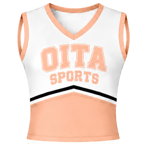 Ensemble d'uniforme de cheerleading Peach : Haut sans manches à col en V et jupe plissée – Tenue de sport pour compétition de danse et performance d'équipe athlétique - Product Image 3