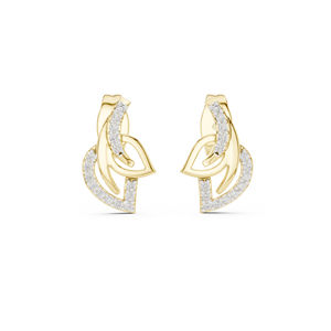 Boucles d'oreilles pendantes en or jaune 14 carats avec diamants de laboratoire ronds pour femmes |   Cadeau d'anniversaire |   Nouveau diamant cultivé - Product Image 1
