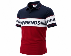 Polo de Manga Corta para Hombre, Rojo, Azul Marino, Blanco, con Estampado de Letras, Informal, Transpirable, de Tela de Algodón - Product Image 3